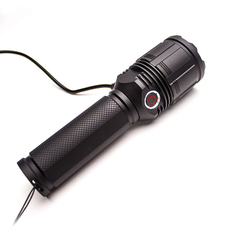 Bärbar aluminiumlegering Uppladdningsbar ficklampa 1500 Lumens Xhp50 Led