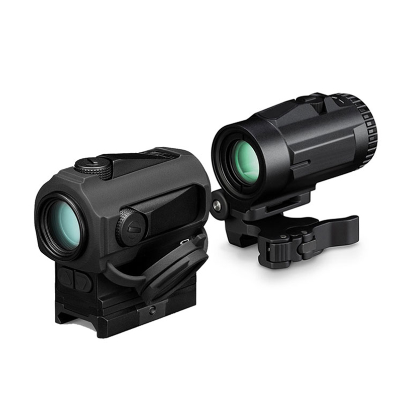 Tactical 3X förstoringsglas kikarsikten Optik Jaktkikarsikte Red Dot-sikte med QD-fäste för 20 mm pistolskena